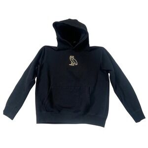 OVO October's Very Own Black Hoodie Embroidered‎ Owl Logo Pullover Size M